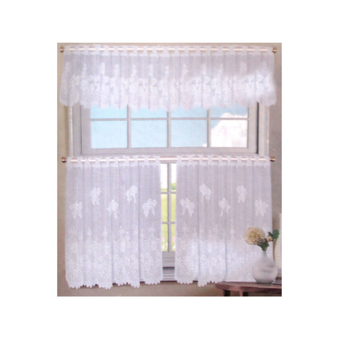 3 Pcs Cafe Flora Lace Curtain Set Curtains & Drapes
