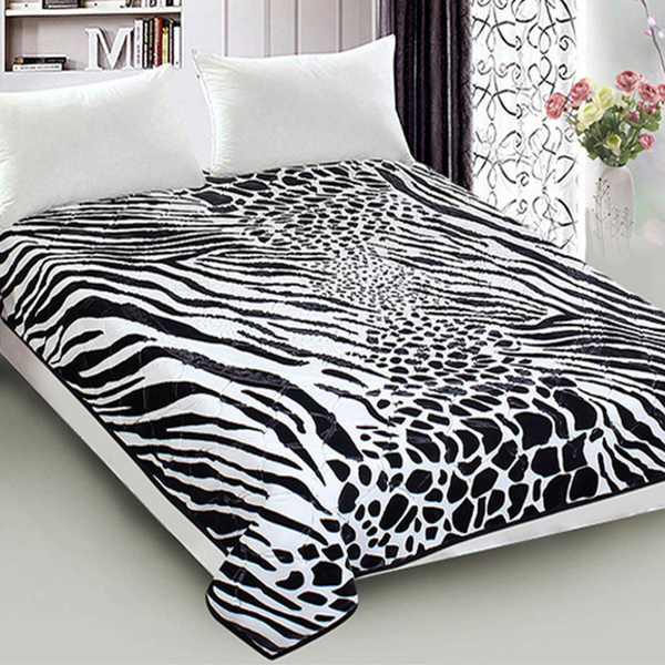 800Gsm Luxury Reversible Animal Mink Blanket Queen 200 X 240 Cm White Black Safari Blankets