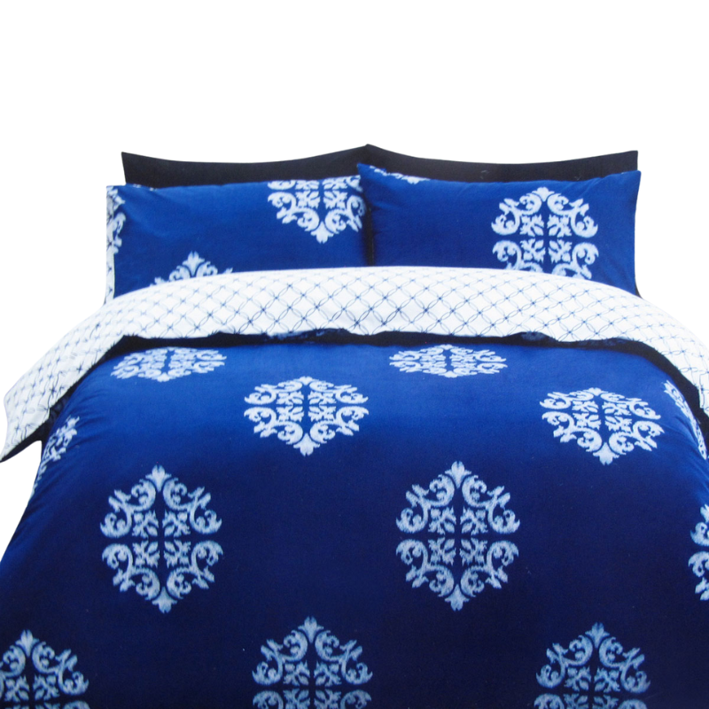 225Tc Geo Damask Cotton Rich Easy Care Quilt Cover Set King Quilt Covers