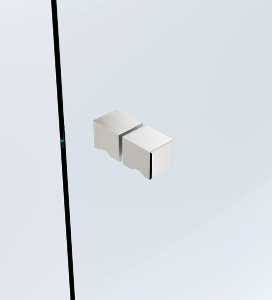 120X110cm Corner Frameless Shower Screen With Nickel Brackets And Brass Hinges Square Knob Handle Shower Enclosures