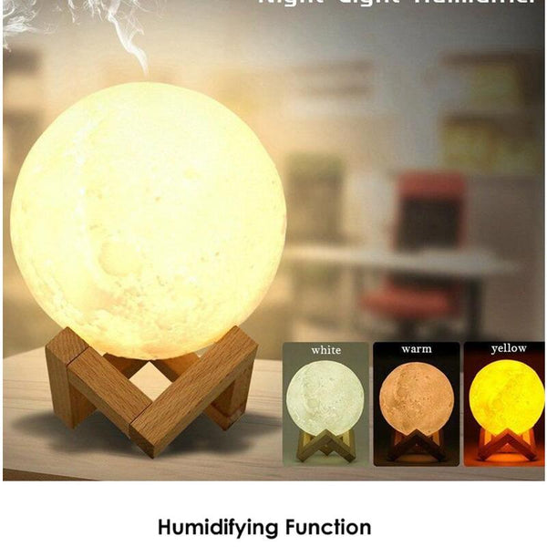 3D Moon Light Humidifier Usb Rechargeable Household Diffuser Aromatherapy Table Lamp