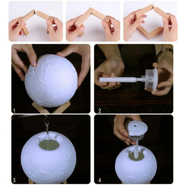 3D Moon Light Humidifier Usb Rechargeable Household Diffuser Aromatherapy Table Lamp Humidifiers