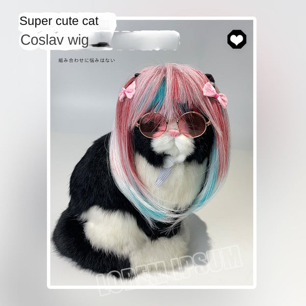 Pet Cat Long Wig Dog Universal Colorful Hair Party Outfit Dog Costumes