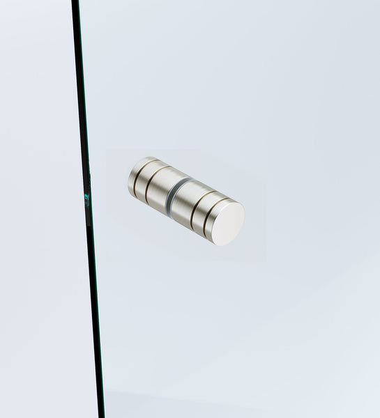 120X120cm Corner Frameless Shower Screen With Nickel Brackets And Brass Hinges Round Knob Handle Shower Enclosures
