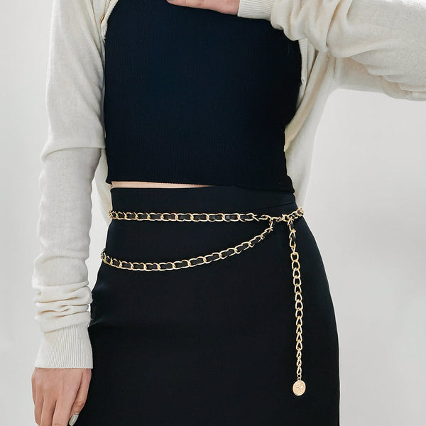Waist Chain Belt Women's Haute Couture Dress Metal Embellished Seal With Suit Skirt