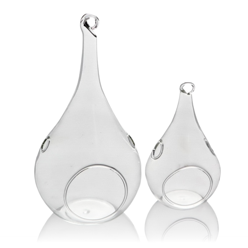 My Decorations 10 Pack Of Hanging Clear Glass Tealight Candle Holder Tear Drop Pear Hour Shape 20Cm High Terrarium Plant Mini Garden Craft Gift Candle