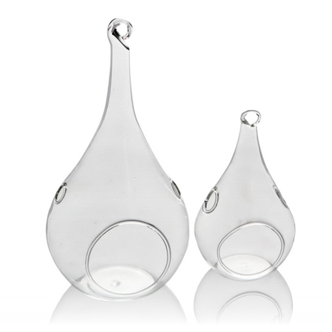 My Decorations 10 Pack Of Hanging Clear Glass Tealight Candle Holder Tear Drop Pear Shape 12Cm High Terrarium Plant Mini Garden Candle Holders & Acces