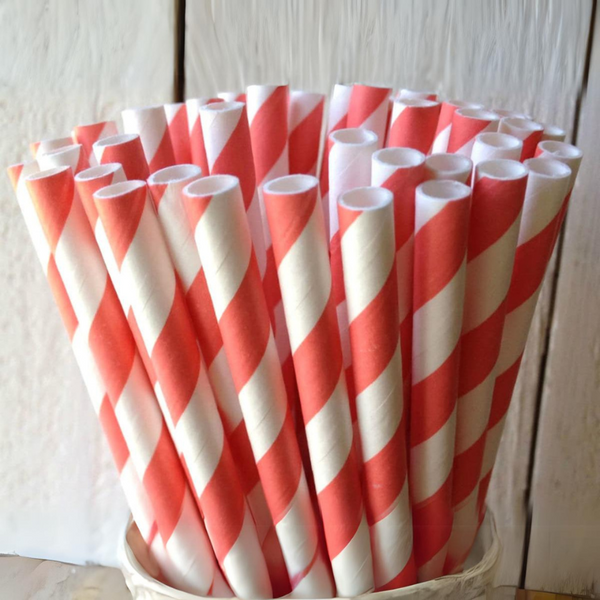 My Decorations 1000 Bulk Wholesale Pack Red White Drinking Straws Biodegradable Eco Paper Birthday Party Event Bistro Bar Cafe Take Away Straws & Stir