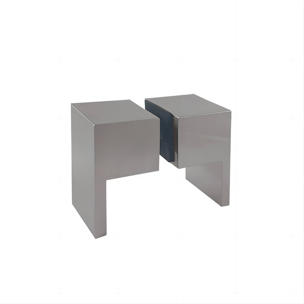 110X70cm Corner Frameless Shower Screen With Nickel Brackets And Brass Hinges Square Double Pull Handle Shower Enclosures