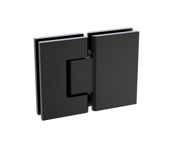 110X100cm Corner Frameless Shower Screen With Black Brackets And Brass Hinges Square Double Pull Handle Shower Enclosures