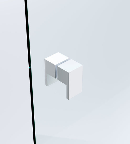 120X90cm Corner Frameless Shower Screen With White Brackets And Brass Hinges Square Double Pull Handle Shower Enclosures