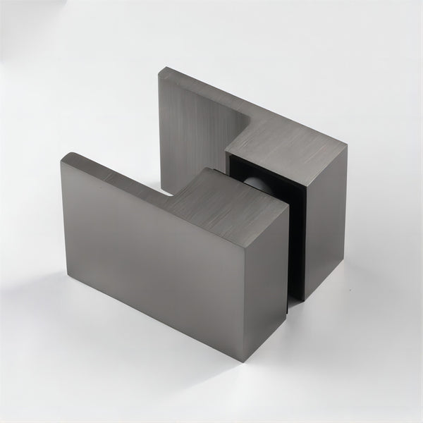 120X110cm Corner Frameless Shower Screen With Gunmetal Brackets And Brass Hinges Square Double Pull Handle Shower Enclosures