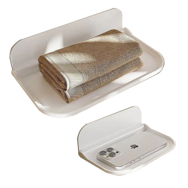 New Foldable Punch Free Wall Mounted Plastic Floating Shelf For Bathroom And Toilet Ideal Towel Clothes Storage Shelves