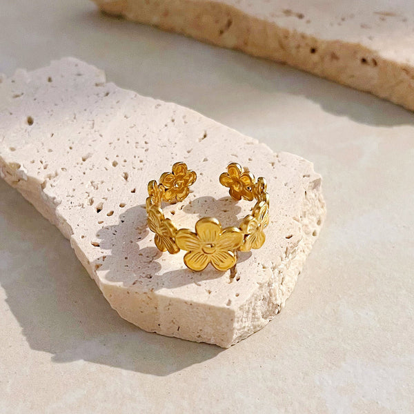 And American Fashion Ins Style Flower Ring Open Rings