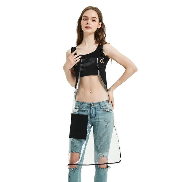 Salon Barber Apron Transparent With Black 3 Pockets Waterproof Salon & Spa Supplies