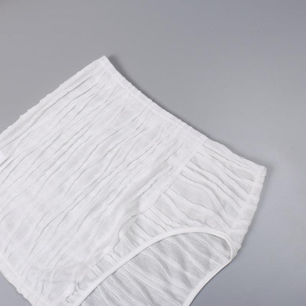 White Pleated Mini Skirt Crop Top Set Women Outfits & Sets