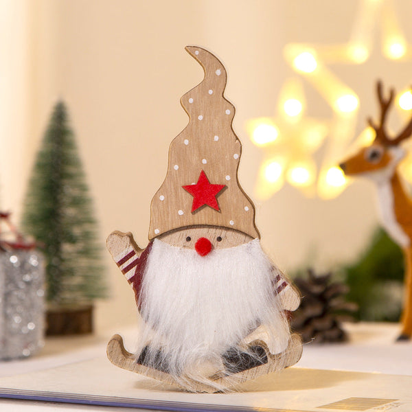 Christmas Decoration Cartoon Santa Sleigh Wooden Desk Ornament Gift Seasonal Decorations
