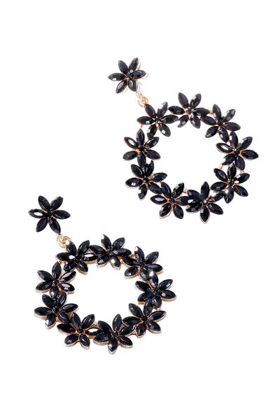 Rhinestone Flower Dangle Earrings