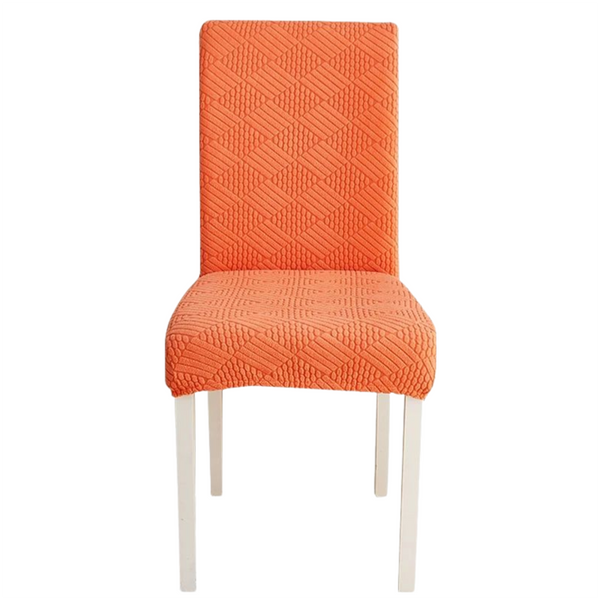 Chair Cover Orange Checkered Line Design Anti Dirt Elastic Material Slipcovers