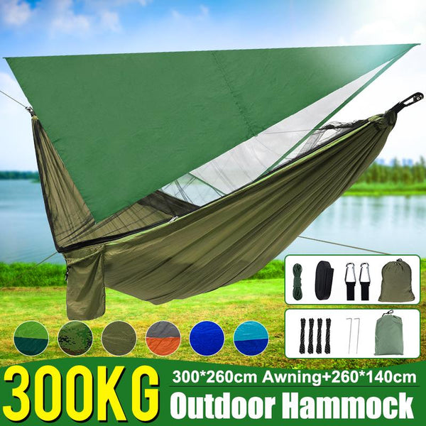 Double Person Hammock With Awning And Mosquito Net Outdoor Camping