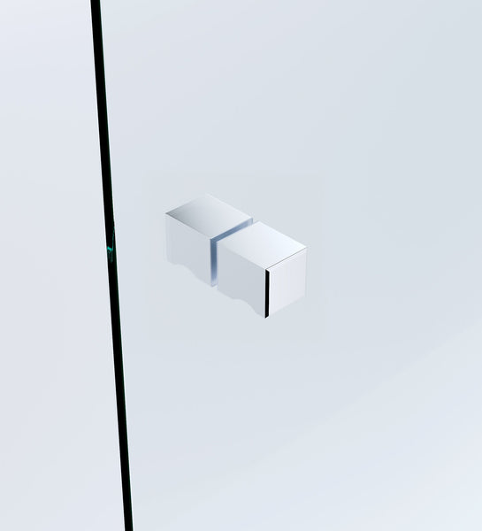 110X80cm Corner Frameless Shower Screen With Chrome Channel And Brass Hinges Square Knob Handle Shower Enclosures