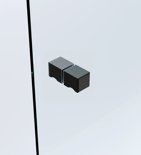 110X90cm Corner Frameless Shower Screen With Black Channel And Brass Hinges Square Knob Handle Shower Enclosures