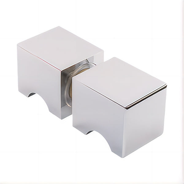110X110cm Corner Frameless Shower Screen With Chrome Channel And Brass Hinges Square Knob Handle Shower Enclosures