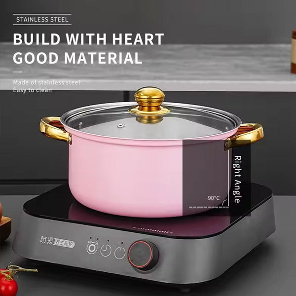 12 Piece Wine Red Non Stick Stainless Steel Soup Pot Set Induction Friendly For Kitchen Use. Saucepans & Stockpots