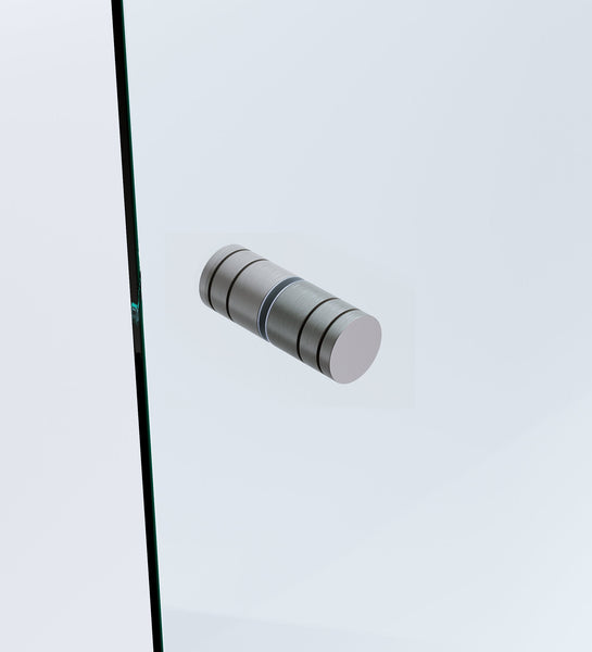 110X110cm Corner Frameless Shower Screen With Gunmetal Channel And Brass Hinges Round Knob Handle Shower Enclosures