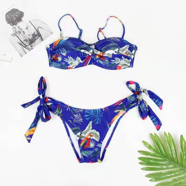 Women's Printed European And American Style Separate Padded Swimsuit Swimwear