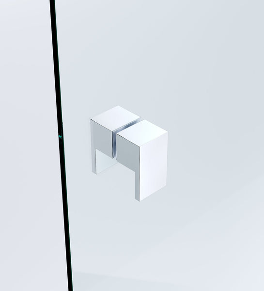 90X90cm Corner Frameless Shower Screen With Chrome Channel And Brass Hinges Square Double Pull Handle Shower Enclosures