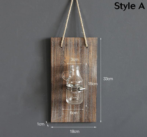 Glass Vase On Hanging Wall Plaque Decor Vases