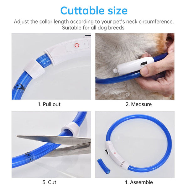 3 Mode Led Dog Collar Usb Rechargeable Detachable & Glowing Pet Safety Necklace For Night Dog Collars