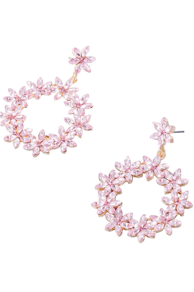 Rhinestone Flower Dangle Earrings