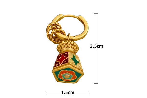 Chinese Style Retro Enamel Oil Drip For Women Unique Design Elegant And Chic Luxury Vintage Jewelry Earrings