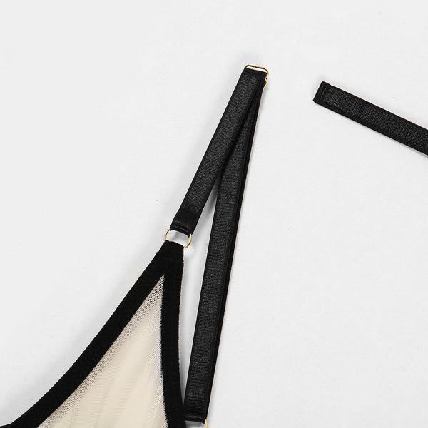 High Elasticity Mesh Contrasting Color Bandage Tight Fitting Perspective Lingerie Suspender Jumpsuit Jumpsuits Rompers & Playsuits