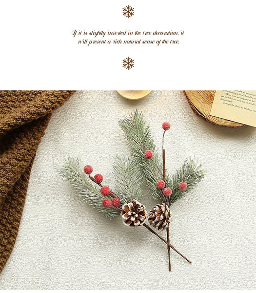 Santa Yuan New Arrival Artificial Red Berry Fruit Branch Christmas Tree Decoration Wreath Vine Material Direct Supply Seasonal Decorations