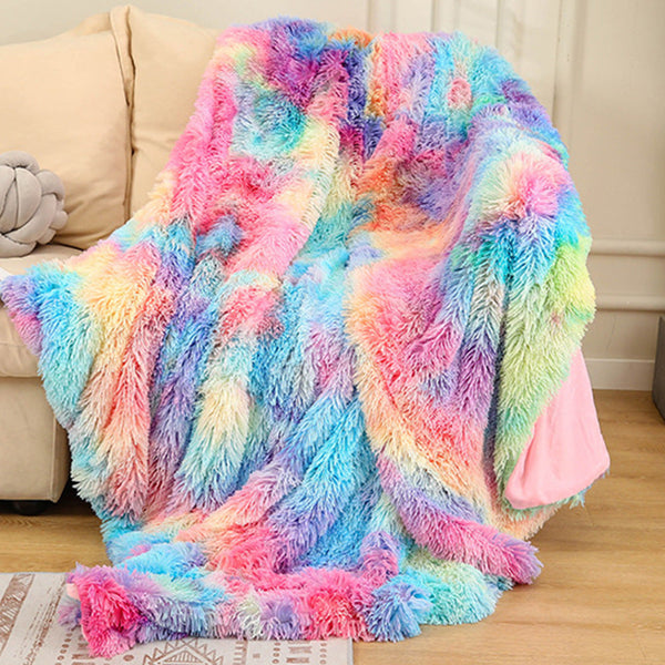Warm Fluffy Faux Fur Plush Shaggy Throw Blanket