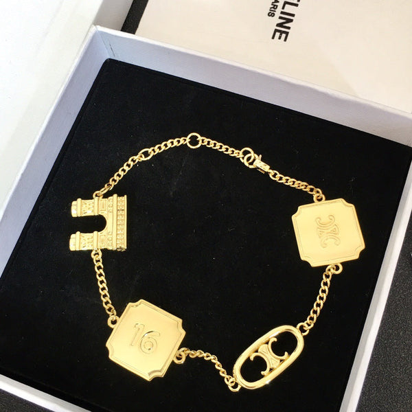 Triumphal Arch Embossed Brand High Grade Vintage Thick Chain Necklace Bracelet Bracelets