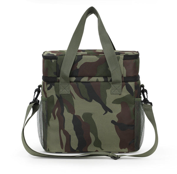 Outdoor Double Layer Cooler Bag With Camouflage Design Large Capacity Shoulder Tote For Picnics And Food Delivery Ice Chests & Coolers