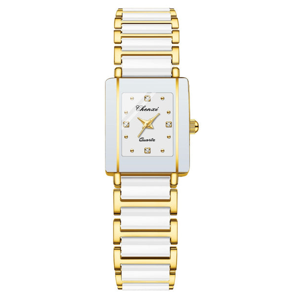 Square Couple Watch For Women And Men Ceramic Quartz Watches