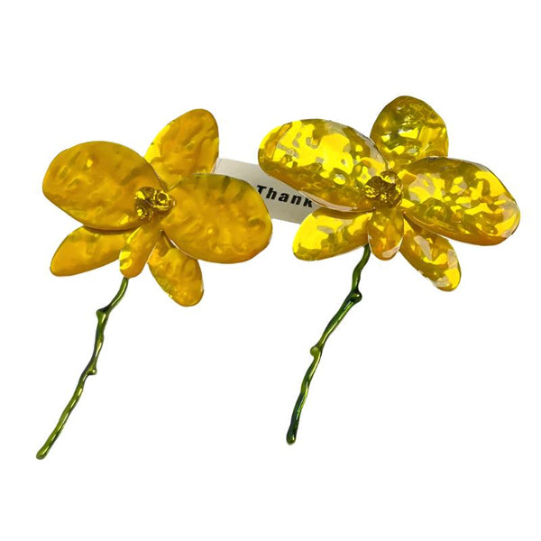 Veile Studios Enamel Drop Glaze Metal Large Flower For Artistic And Versatile Styling Earrings