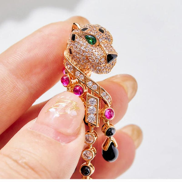 Veile Studios Leopard Heavy Industry Gold Plated With Zircon For Women Earrings