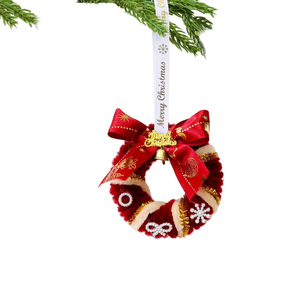 Twisted Stick Fabric Christmas Wreath Ornament Diy Tree Decoration Bow Finished Product Seasonal Decorations