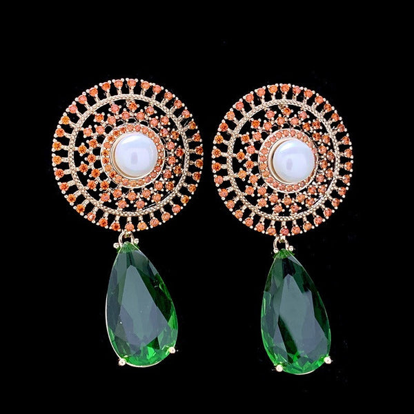 Veile Studios Exaggerated Women's Dandelion Dream Catcher With Zircon Elements Earrings