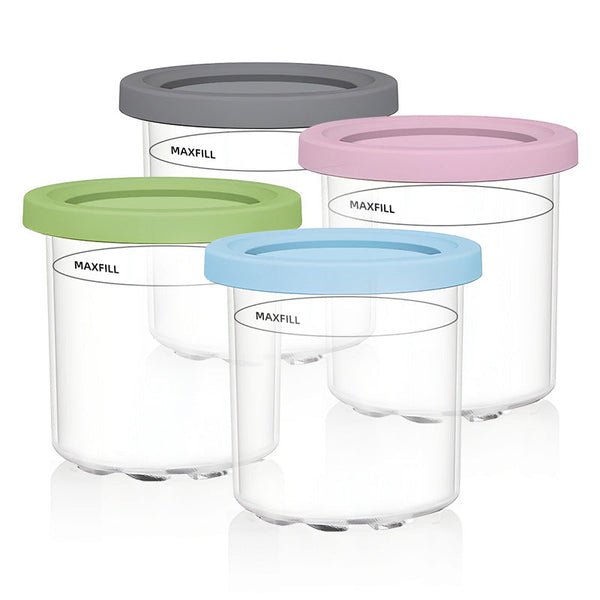 4 Pack Replacement Containers & Lids For Nin Ja Creami Deluxe Pints 16Oz Compatible With Nc299amz Nc300s Original Grey Food Storage Containers