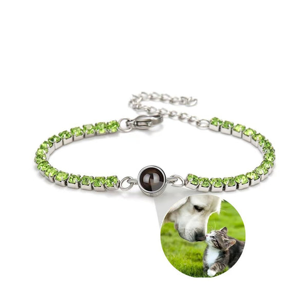 Customized Photo Projection Claw Chain Inlaid With Colored Diamonds Bracelet Women's Titanium Steel 100 Languages Bracelets