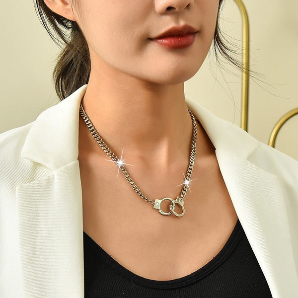 Veile Studios Handcuffs Necklace Collarbone Chain Autumn Winter Clothing Accessories Necklaces & Pendants