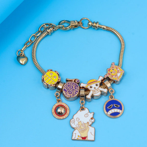 One Piece Diy Bracelet With Five Levels Sun God Nika Luffy Cartoon Metal Bracelets