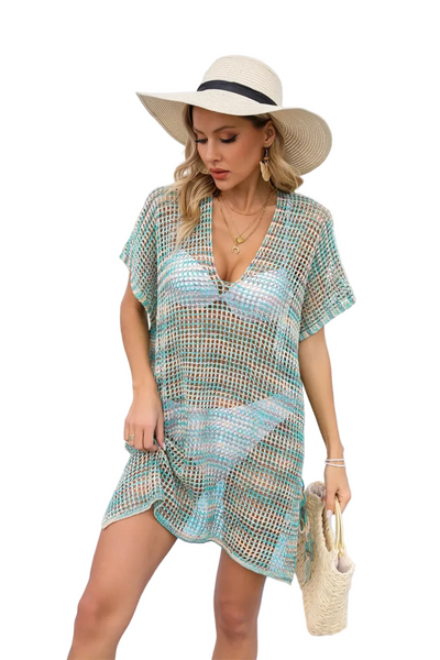 Openwork Slit V Neck Cover Up Swimwear
